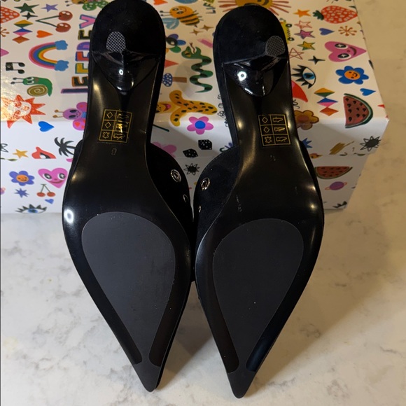 Jeffrey Campbell Black Suede Mules with Silver Accents - Picture 3 of 9